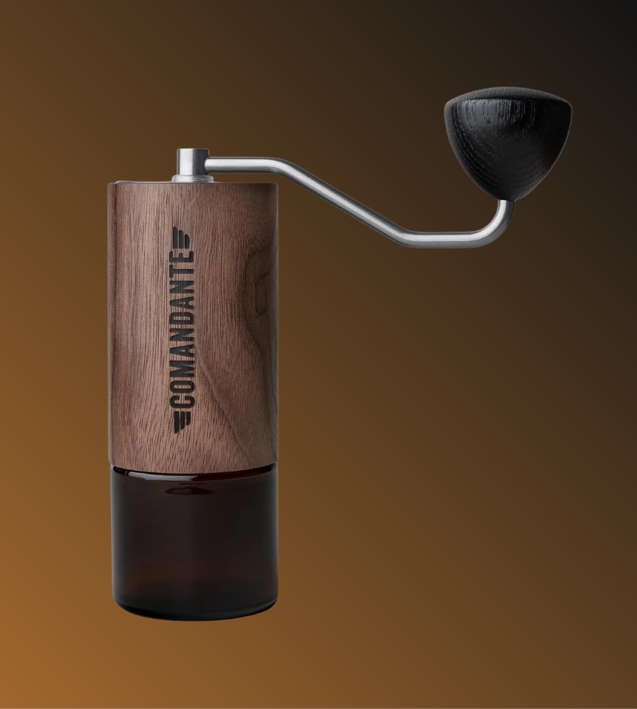 Comandante C40 MK4 hand grinder with pour-over setup