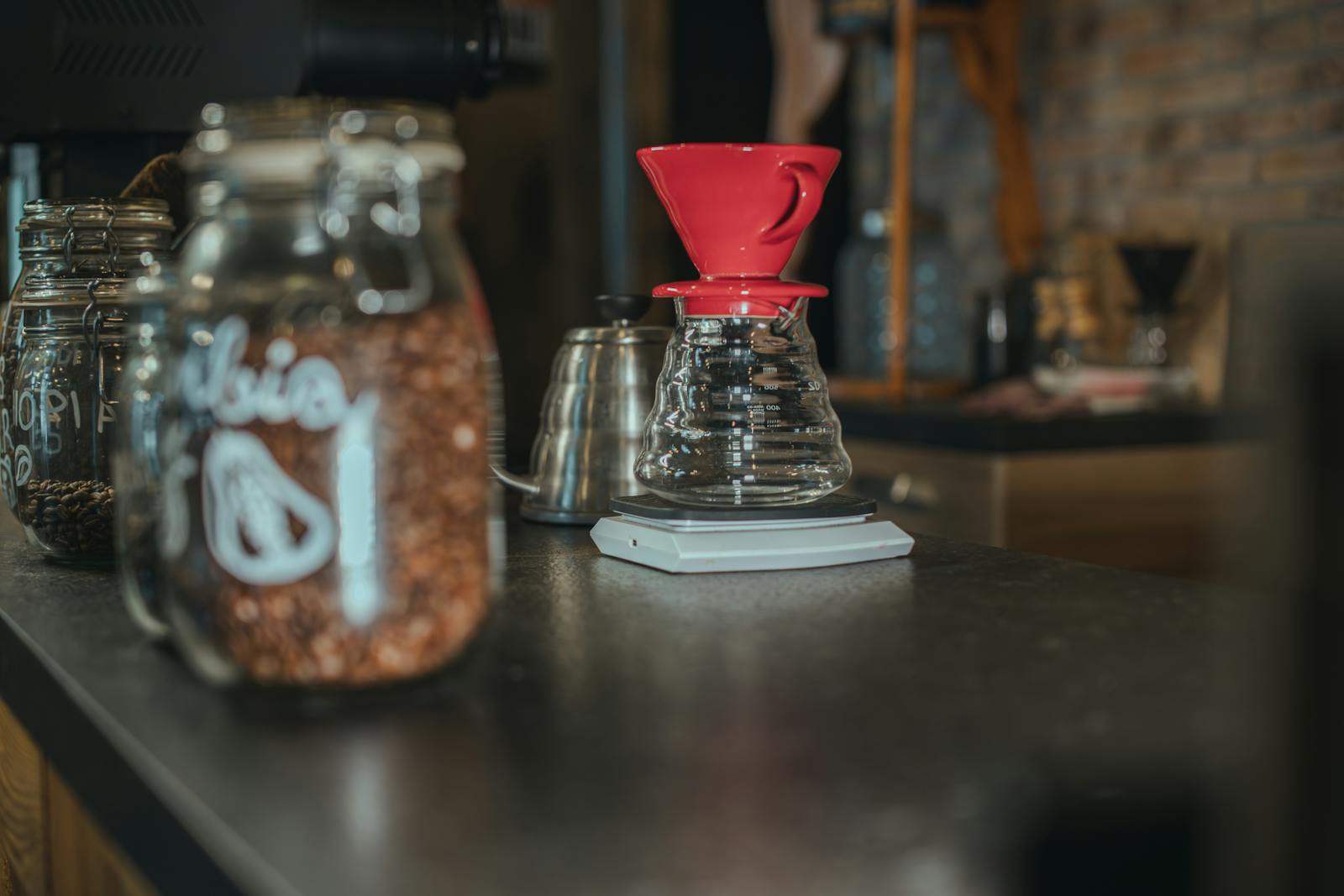 Pour-over coffee setup on a countertop